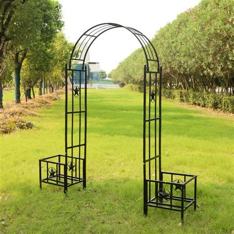 black metal garden arch with planter box sold at costco|Costco wholesale planters.